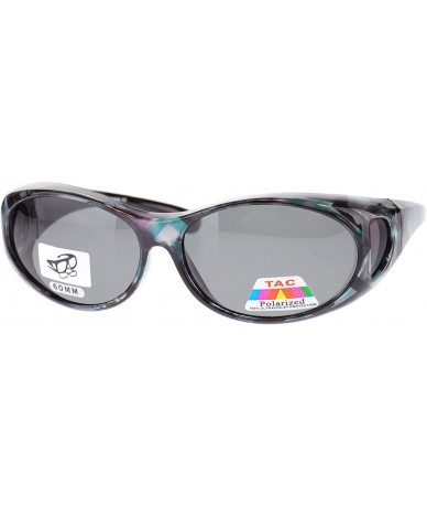 Goggle Womens Narrow Oval Fit Over Polarized Anti Glare Sunglasses - Blue Geometric Pattern - CZ11MXXBGE3 $23.04