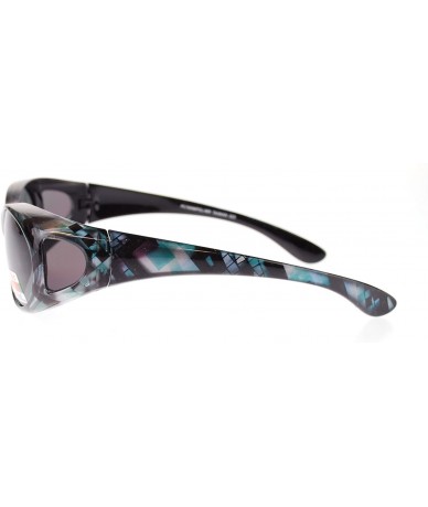 Goggle Womens Narrow Oval Fit Over Polarized Anti Glare Sunglasses - Blue Geometric Pattern - CZ11MXXBGE3 $23.04