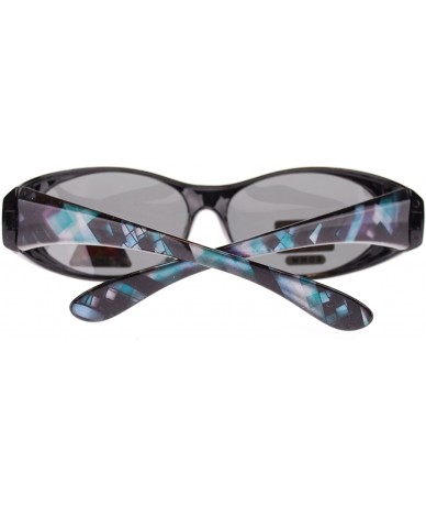 Goggle Womens Narrow Oval Fit Over Polarized Anti Glare Sunglasses - Blue Geometric Pattern - CZ11MXXBGE3 $23.04