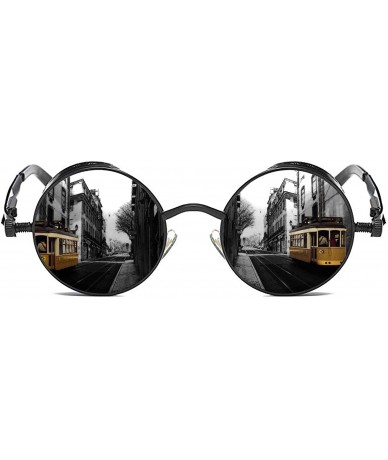 Rectangular Gothic Steampunk Polarized Sunglasses For Men Women UV Sunglasses Metal Full Frame - CM182WTDH39 $27.50