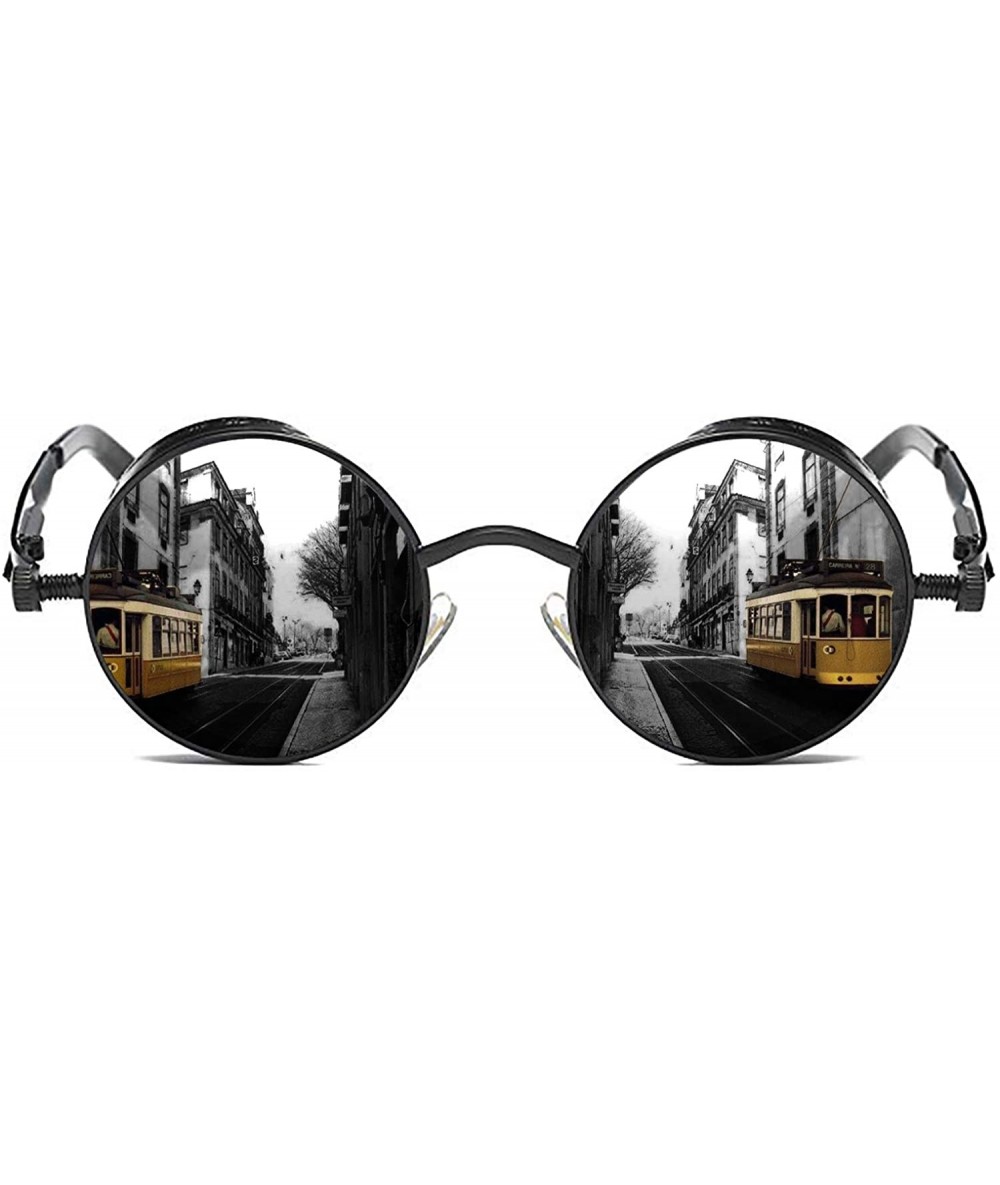 Rectangular Gothic Steampunk Polarized Sunglasses For Men Women UV Sunglasses Metal Full Frame - CM182WTDH39 $27.50