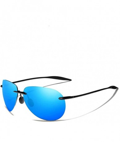 Rimless 2020 Men's rimless sunglasses rimless sunglasses for women - Blue Mirror - CE1982YSYGC $49.04