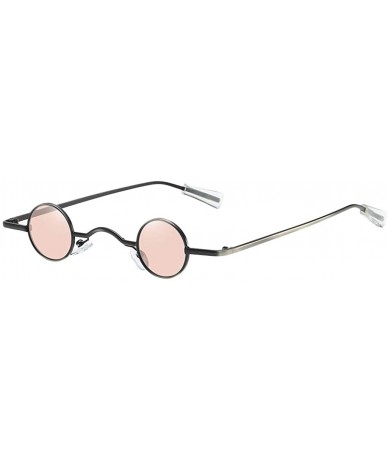 Round Vintage Small Round Hip Hop Sunglasses Men Women Classic Retro Designer Style Glasses - Pink - CB196REC7ZZ $17.84