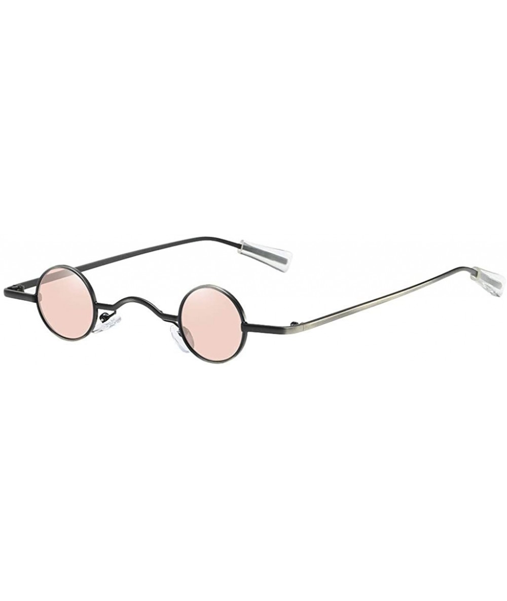 Round Vintage Small Round Hip Hop Sunglasses Men Women Classic Retro Designer Style Glasses - Pink - CB196REC7ZZ $17.84