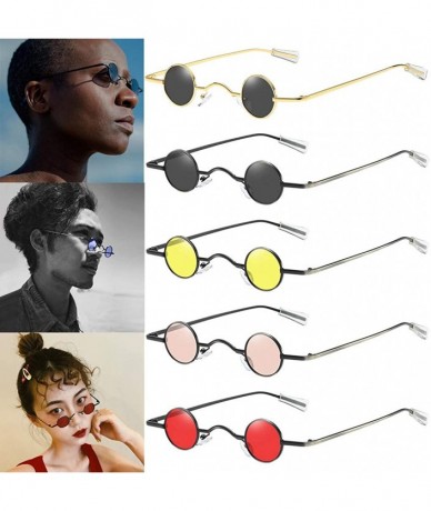 Round Vintage Small Round Hip Hop Sunglasses Men Women Classic Retro Designer Style Glasses - Pink - CB196REC7ZZ $17.84