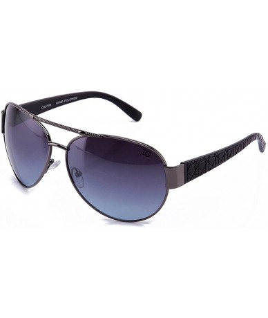 Aviator Aviators Oversized Temple Design UV Protection Pilot Style - Gunmetal/Black/Blue - CN17YY7NCID $19.48