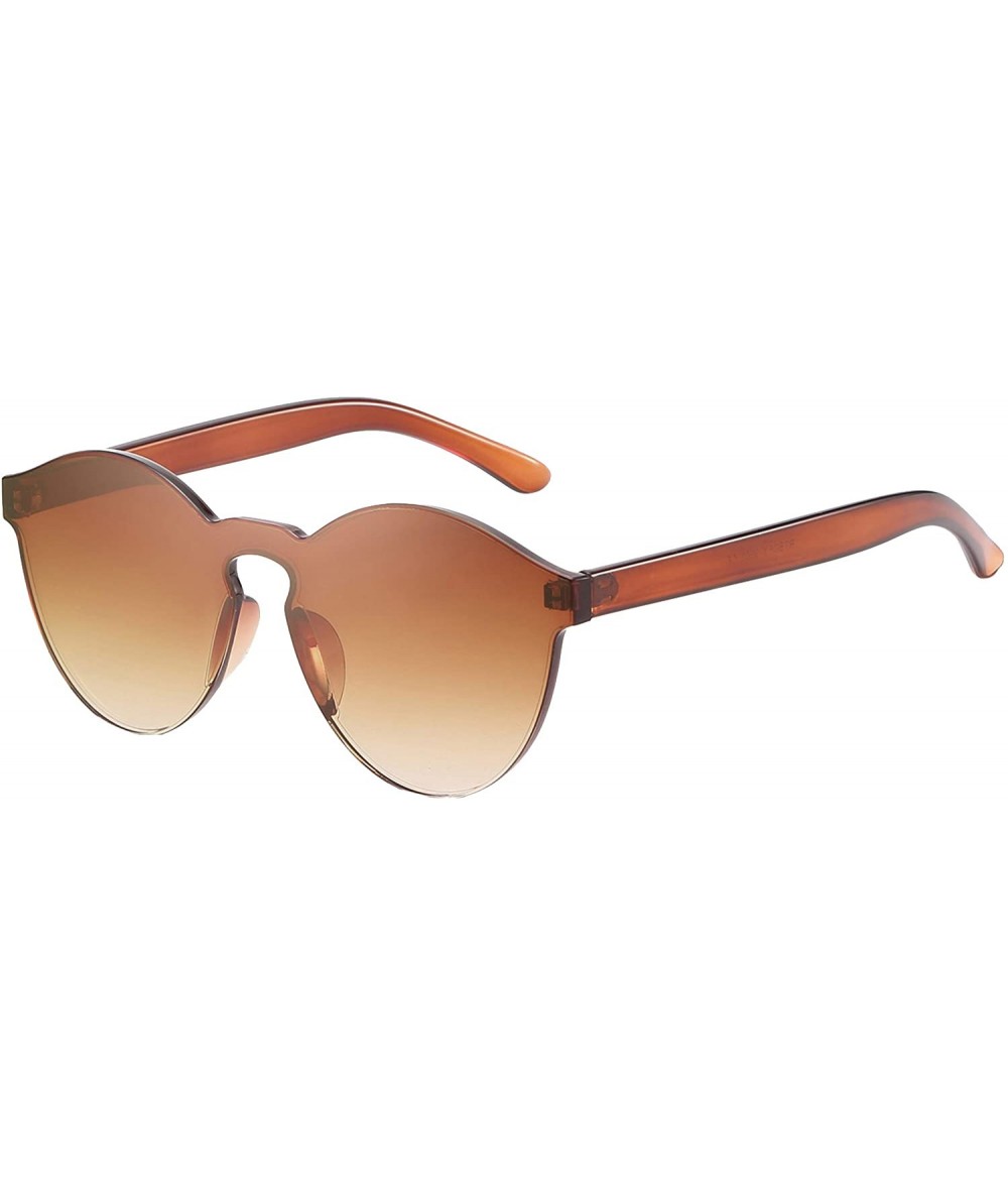 Rimless Rimless Tinted Sunglasses Transparent Candy Color Glasses - Light Brown - CK18Q9TNUDY $26.24