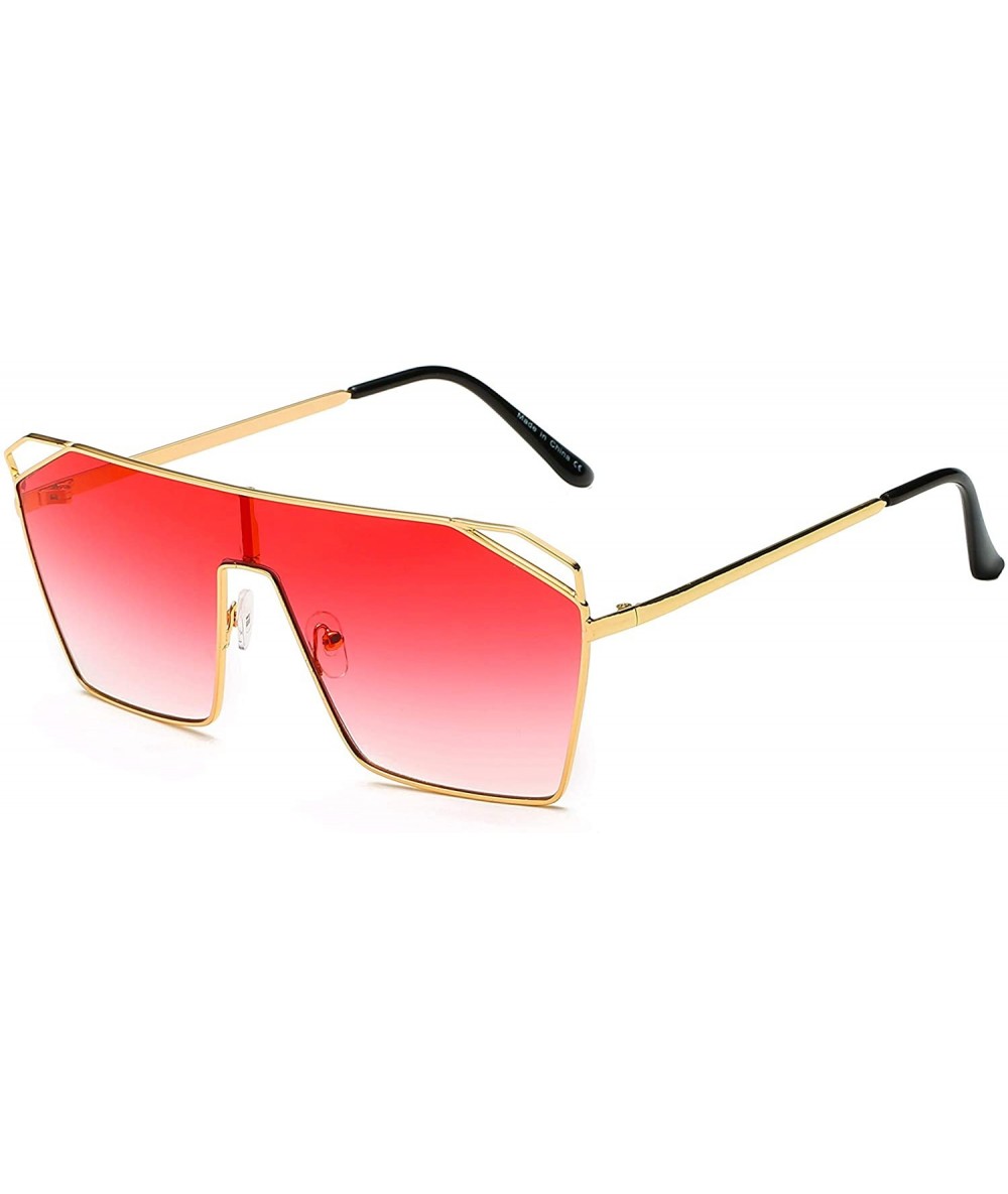 Aviator Laval - Unisex Metal Oversized Square Aviator Style Fashion Sunglasses - Pink - CR18SQ3ZH74 $21.58