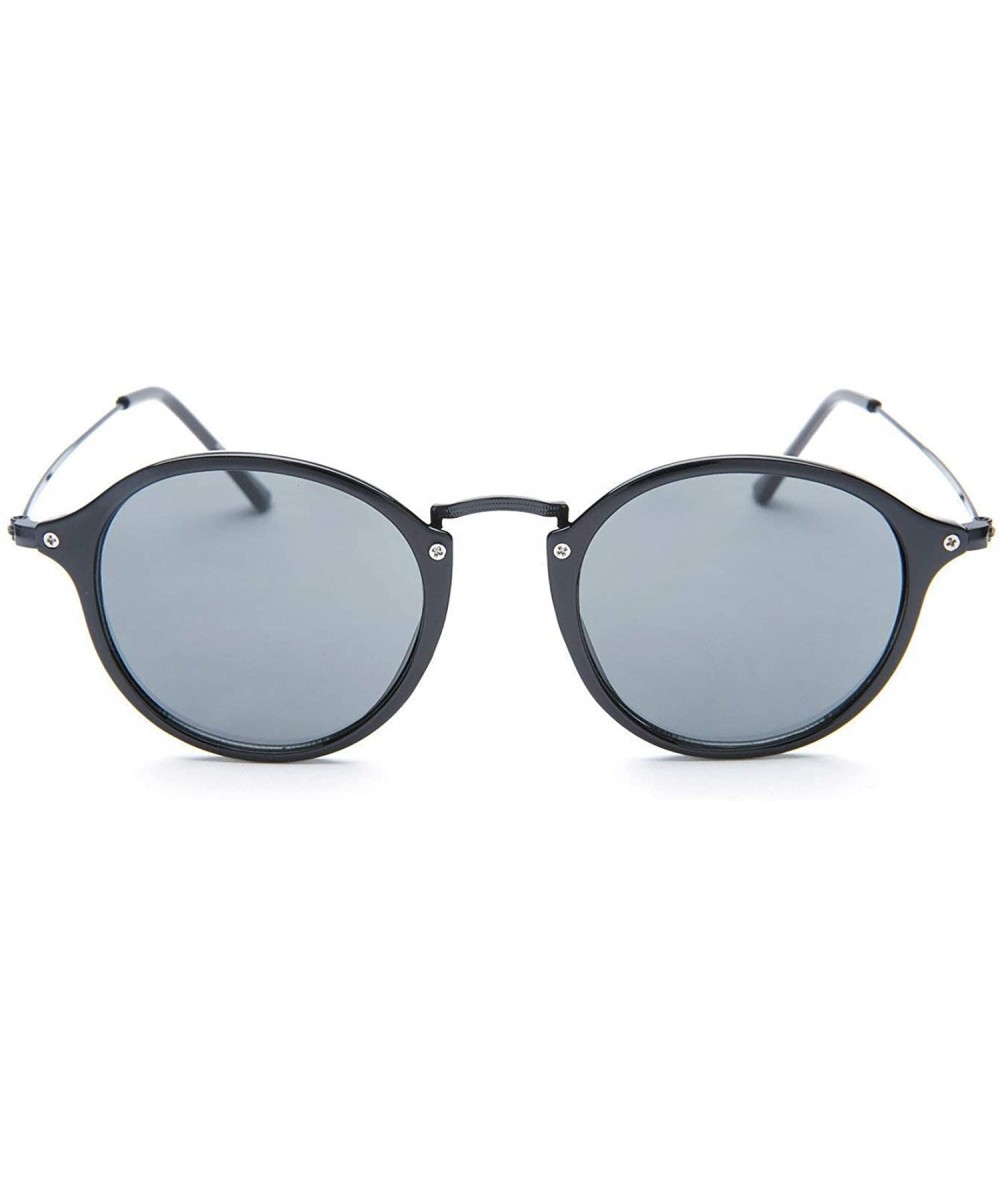 Oval Men's Round Santorini Sunglasses + Pouch - Black - CV12MAABP3K $32.39