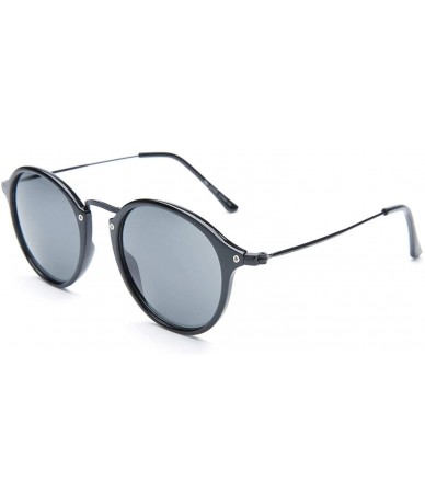 Oval Men's Round Santorini Sunglasses + Pouch - Black - CV12MAABP3K $32.39