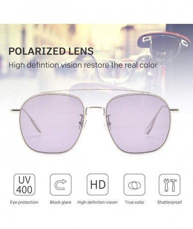 Oversized Polarized Sunglasses Men Women Geometric Square Oversized Vintage Metal Frame Retro Shade Glasses - UV400 - CI18AH0...