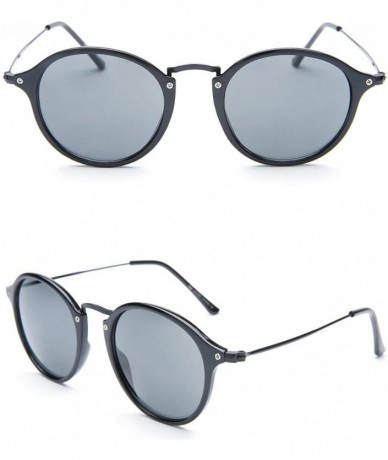 Oval Men's Round Santorini Sunglasses + Pouch - Black - CV12MAABP3K $32.39