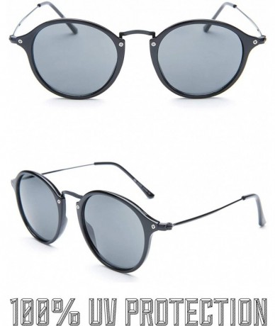 Oval Men's Round Santorini Sunglasses + Pouch - Black - CV12MAABP3K $32.39