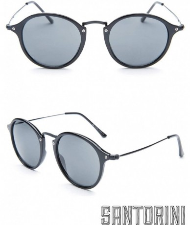 Oval Men's Round Santorini Sunglasses + Pouch - Black - CV12MAABP3K $32.39