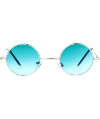 Round Extra Small Snug Color Gradient Retro Vintage Round Circle Lens Sunglasses - Silver Green - CG11ZANZSUP $17.80