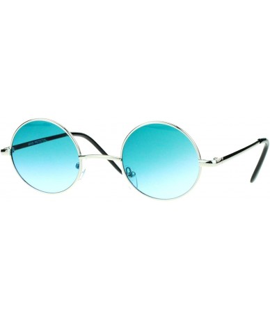 Round Extra Small Snug Color Gradient Retro Vintage Round Circle Lens Sunglasses - Silver Green - CG11ZANZSUP $17.80