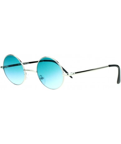 Round Extra Small Snug Color Gradient Retro Vintage Round Circle Lens Sunglasses - Silver Green - CG11ZANZSUP $17.80