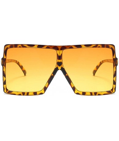 Oversized Oversized Square Sunglasses for Women Trendy Flat Top Fashion Shades - All Leopard - C919CKS72QN $18.95