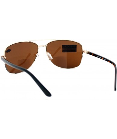 Aviator Bifocal Magnification Lens Sunglasses Mens Half Rim Aviator Tinted Reader - Gold - CW188440GLO $18.92