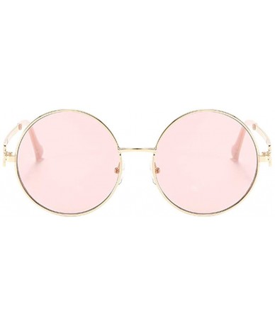 Round Unisex Vintage Round Sunglasses Classic Retro Steampunk Style Eyewear - Pink - C3197IGQA39 $22.10