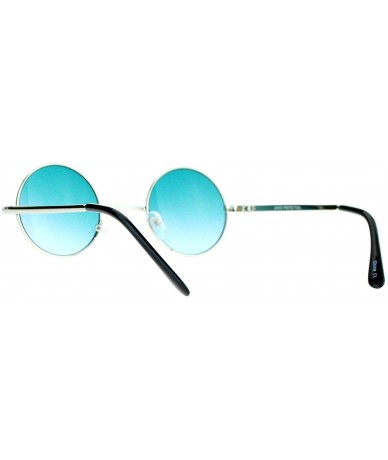 Round Extra Small Snug Color Gradient Retro Vintage Round Circle Lens Sunglasses - Silver Green - CG11ZANZSUP $17.80