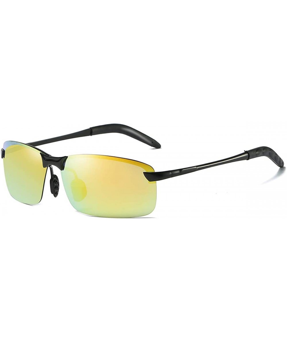 Wrap Polarized Sport Sunglasses for Men Ideal for Driving Fishing Cycling and Running UV Protection - E - CU198O92NNM $30.30