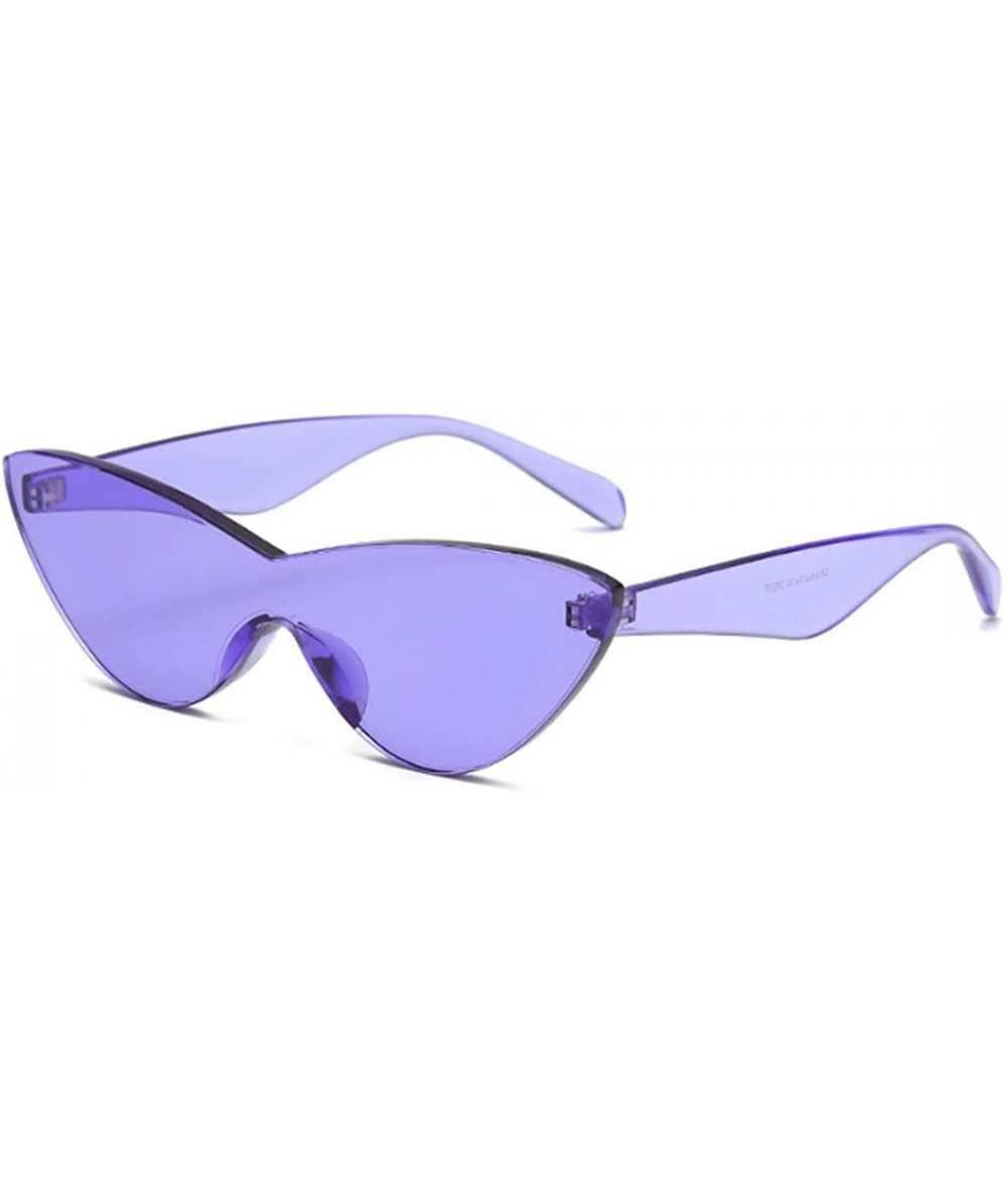 Rectangular Unisex half moon Plastic Lenses Candy Colors Cat Eye Sunglasses - Purple - CB18NOA8E63 $18.81