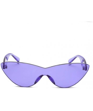 Rectangular Unisex half moon Plastic Lenses Candy Colors Cat Eye Sunglasses - Purple - CB18NOA8E63 $18.81