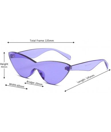 Rectangular Unisex half moon Plastic Lenses Candy Colors Cat Eye Sunglasses - Purple - CB18NOA8E63 $18.81