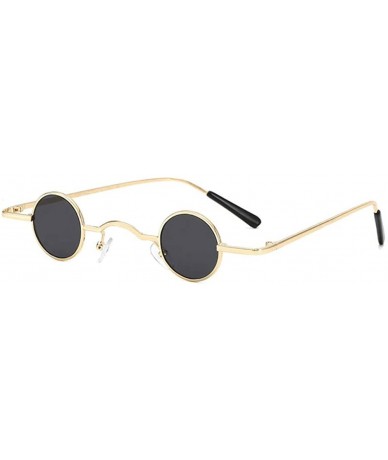 Round Small Round Sunglasses-Shade Glasses Slender Metal Frame-Punk Fashion Goggle - B - CW190ECQXLX $58.68