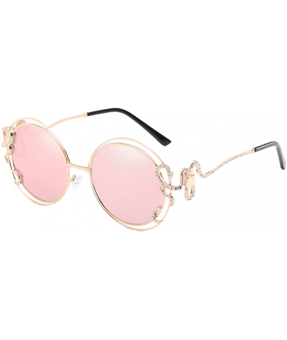 Round Ladies Double Round Hippie Shades Colored Lenses Sunglasses UV400 Protection - Light Pink - CM18CGOXER4 $30.82