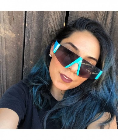 Rimless Forget You Neon Flat Top Semi-Rimless Chunky Shield Style Fashion Sunglasses - Neon Blue Frame - Smoke - C818WIOXHCR ...