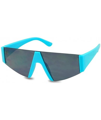 Rimless Forget You Neon Flat Top Semi-Rimless Chunky Shield Style Fashion Sunglasses - Neon Blue Frame - Smoke - C818WIOXHCR ...