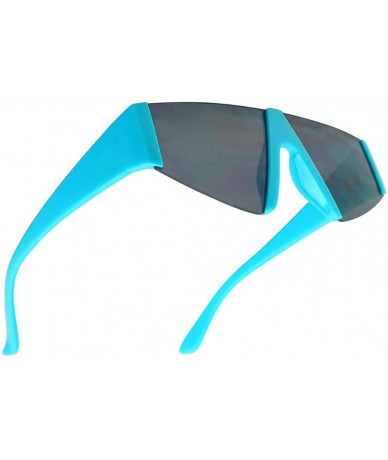 Rimless Forget You Neon Flat Top Semi-Rimless Chunky Shield Style Fashion Sunglasses - Neon Blue Frame - Smoke - C818WIOXHCR ...