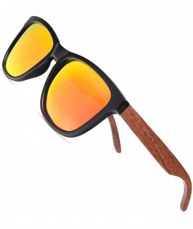 Wayfarer Mens Womens Bamboo Wooden Sunglasses Polarized Driving Eyewear in Wood Box - Rose Wood - CU1855LXZLO $40.80