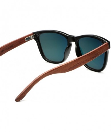 Wayfarer Mens Womens Bamboo Wooden Sunglasses Polarized Driving Eyewear in Wood Box - Rose Wood - CU1855LXZLO $40.80