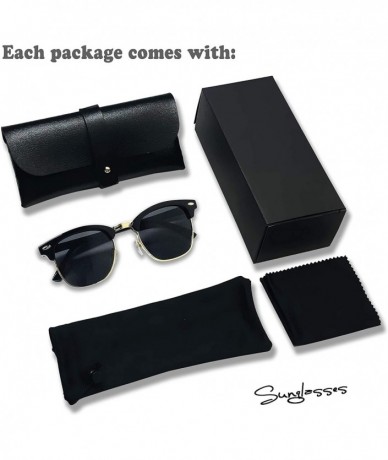 Round Womens Sunglasses Classic Retro Style UV Protection - Half Frame Black - C3198S0I5IK $22.46