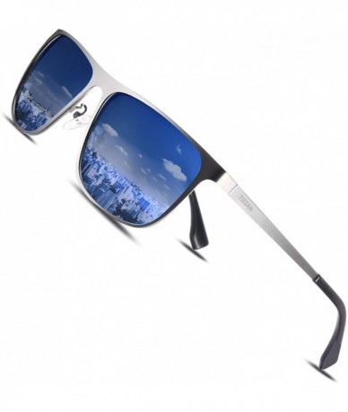 Round Rectangle Polarized Sunglasses for Men UV Protection Driving Glasses with Metal Frame - CJ18WY68ES4 $29.60