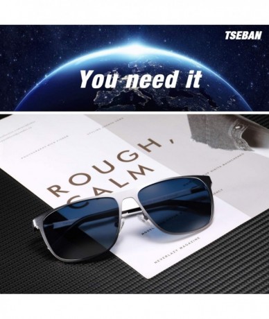 Round Rectangle Polarized Sunglasses for Men UV Protection Driving Glasses with Metal Frame - CJ18WY68ES4 $29.60