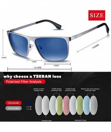 Round Rectangle Polarized Sunglasses for Men UV Protection Driving Glasses with Metal Frame - CJ18WY68ES4 $29.60