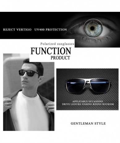 Round Rectangle Polarized Sunglasses for Men UV Protection Driving Glasses with Metal Frame - CJ18WY68ES4 $29.60