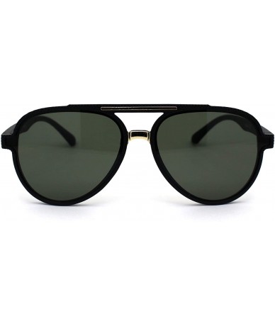 Round Mens Gentlemans Mod Designer Plastic Racer Sunglasses - Matte Black Gold Green - CV1977EK050 $17.90