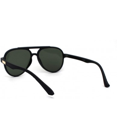 Round Mens Gentlemans Mod Designer Plastic Racer Sunglasses - Matte Black Gold Green - CV1977EK050 $17.90