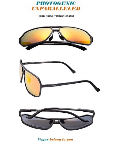 Sport Polarized Sunglasses for Men Women Wayfarer-Stylish Metal Frame uv Protection - Gun Frame&yellow Lens - CP18GORI4NA $52.68