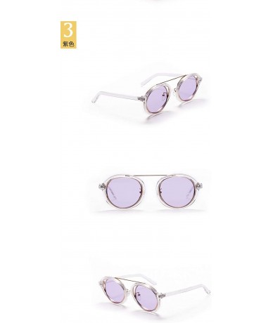 Rimless Round Literary Retro Sunglasses Transparent Colored Sunglasses Women Men'S Glasses - Purple - CB18UUWZHZE $35.76