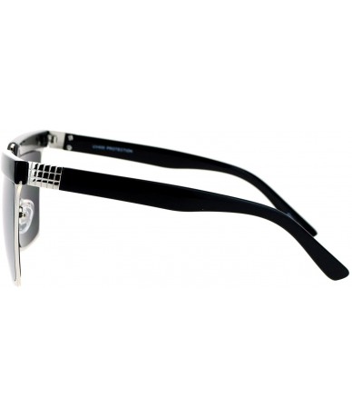 Rectangular Mirrored Mirror Diva Luxury Eye Brow Rectangular Mob Jewel Sunglasses - Silver Mirror - CS12DI9BYXX $23.64