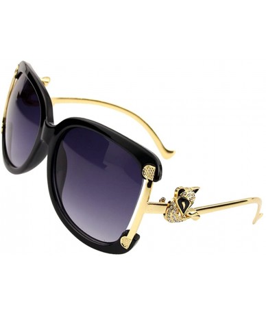 Rimless Gold Fox Alloy Frame Sunglasses Women Glasses UV400 - Black - CK12EE7RNJR $34.41