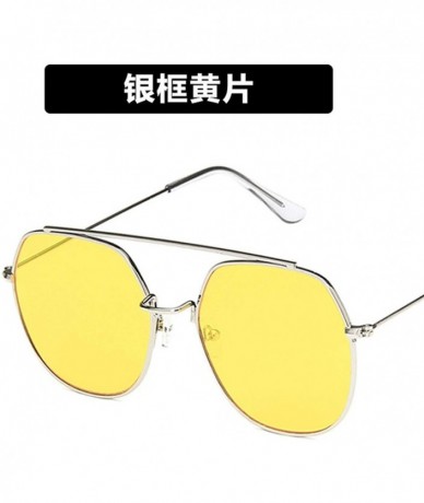 Oversized Women Sunglasses Retro Big Luxury Mirror Round Sun Glasses Metal Frame Vintage Oversized - 3 - CB198ZTIQQT $60.72