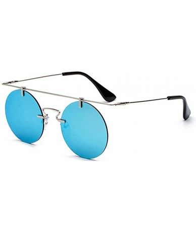 Round Ultra Lightweight Sunglasses- Retro Classic Modern Fashion Cool Sunglasses - Blue - C118Q52KHL4 $23.93