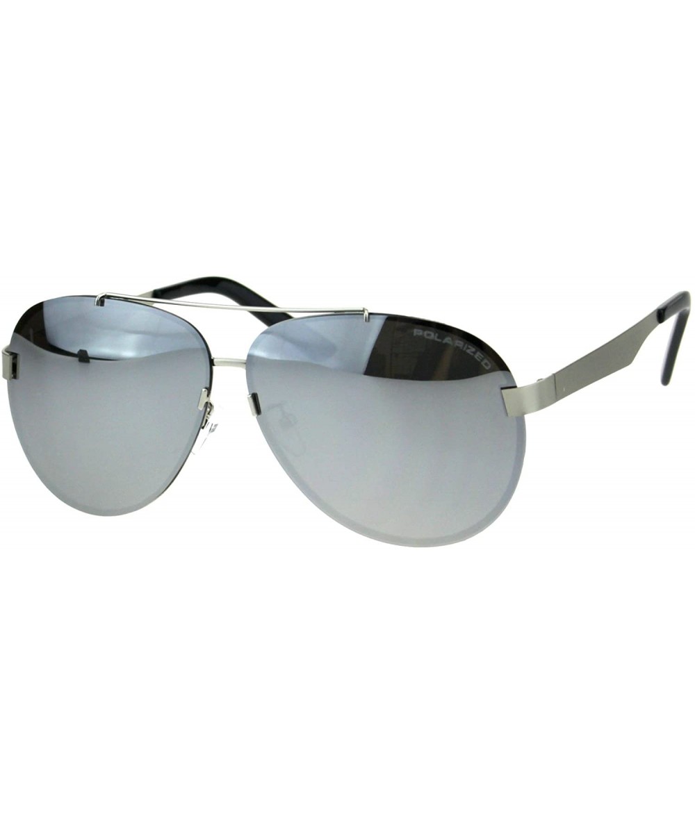 Rimless Polarized Mirror Exposed Edge Luxury Designer Pilots Metal Rim Sunglasses - Silver Mirror - CC18GXW5DL9 $28.46